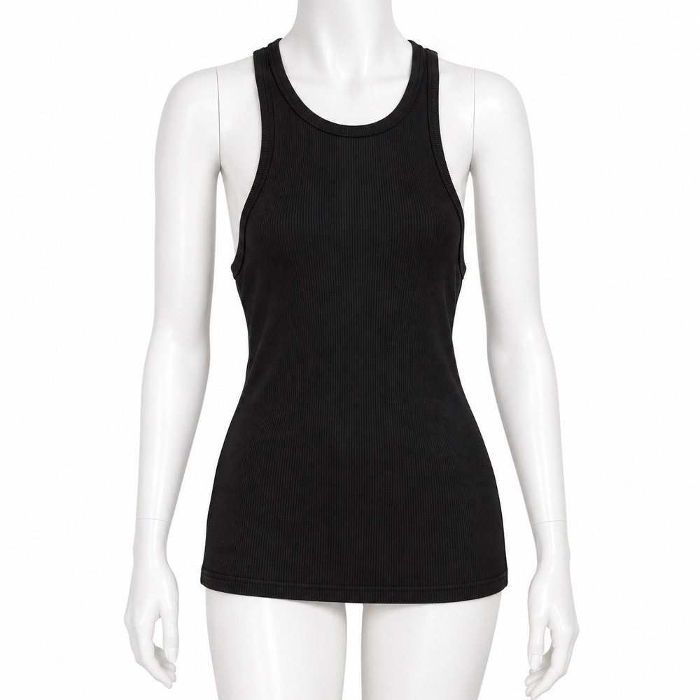 Free People Black Ribbed Muscle Tank Top Women's Small Long Racerback